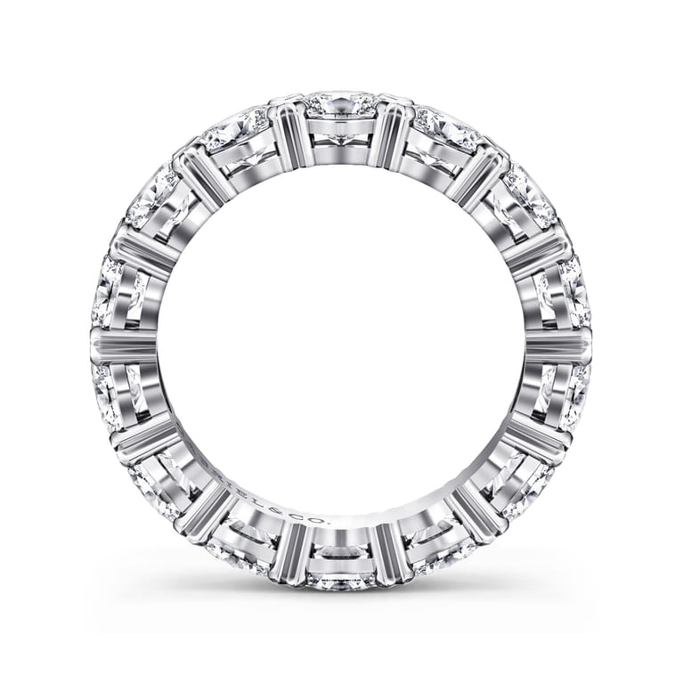 Eternity Band Wedding Ring in 14k White Gold with Oval Natural Diamond at Gabriel & Co. - Shot 2
