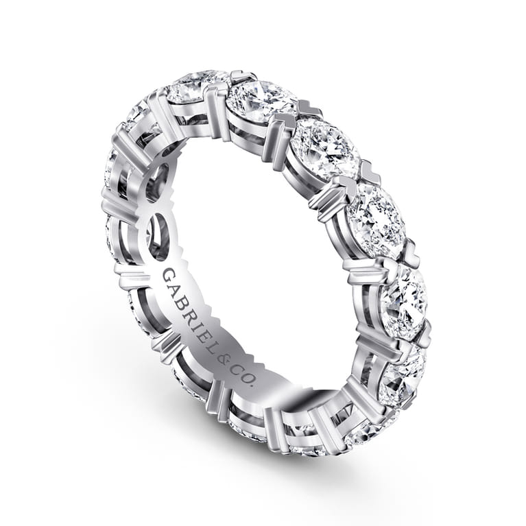 Eternity Band Wedding Ring in 14k White Gold with Oval Natural Diamond at Gabriel & Co. - Shot 3