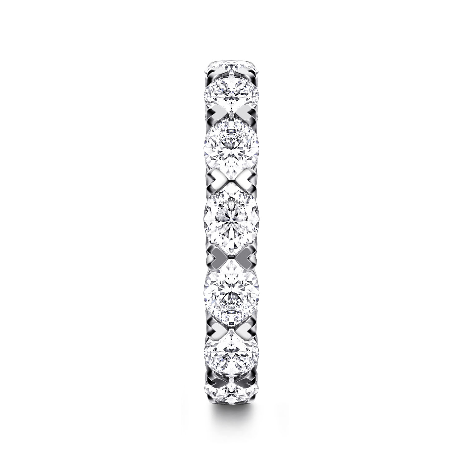 Eternity Band Wedding Ring in 14k White Gold with Oval Natural Diamond at Gabriel & Co. - Shot 4
