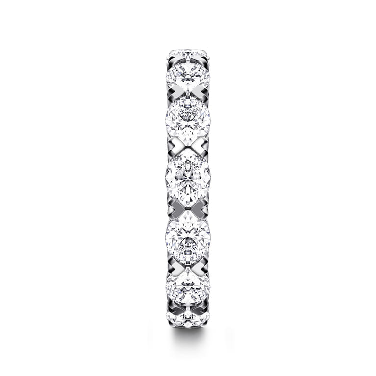Eternity Band Wedding Ring in 14k White Gold with Oval Natural Diamond at Gabriel & Co. - Shot 4