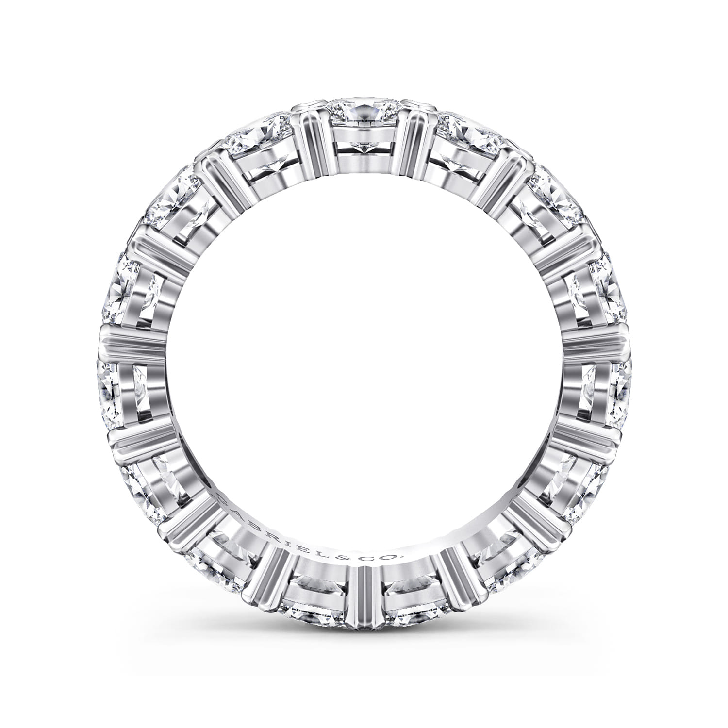 Eternity Band Wedding Ring in 14k White Gold with Oval Natural Diamond at Gabriel & Co. - Shot 2