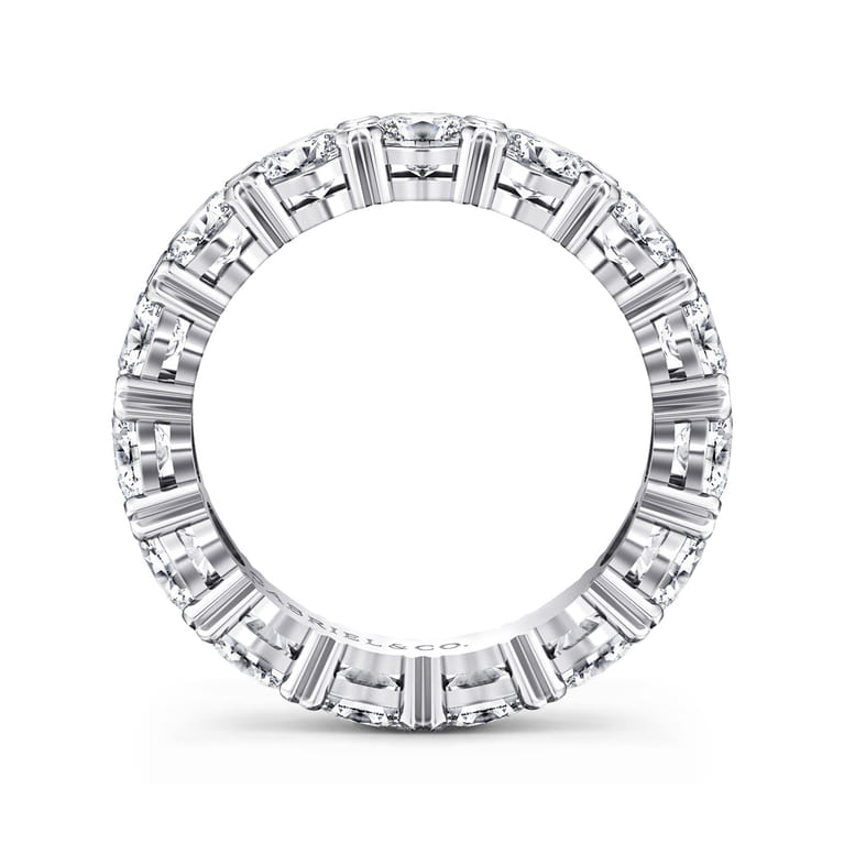 Eternity Band Wedding Ring in 14k White Gold with Oval Natural Diamond at Gabriel & Co. - Shot 2