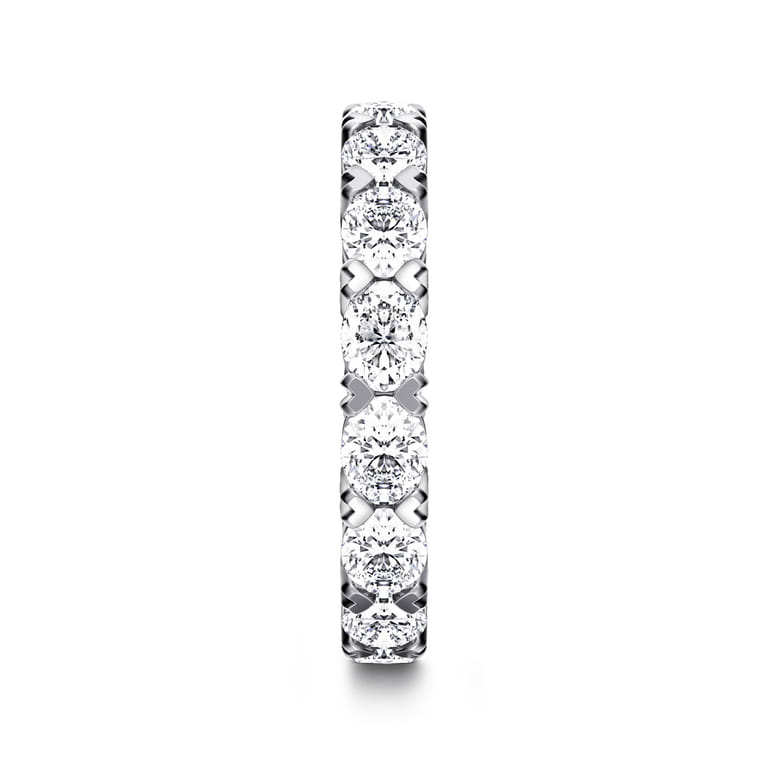 Eternity Band Wedding Ring in 14k White Gold with Oval Natural Diamond at Gabriel & Co. - Shot 4