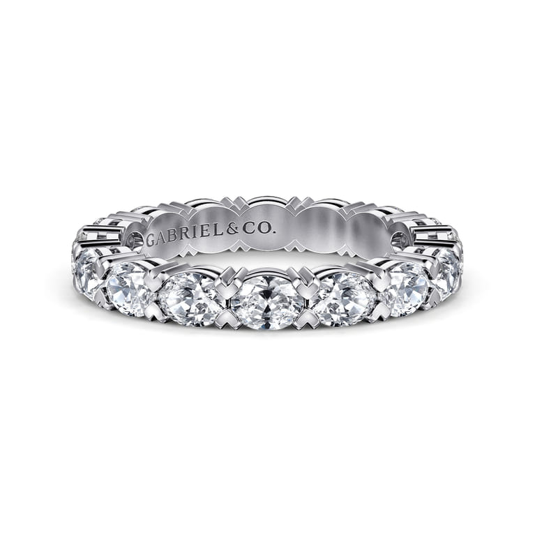 Eternity Band Wedding Ring in 14k White Gold with Oval Natural Diamond at Gabriel & Co. - Shot 1