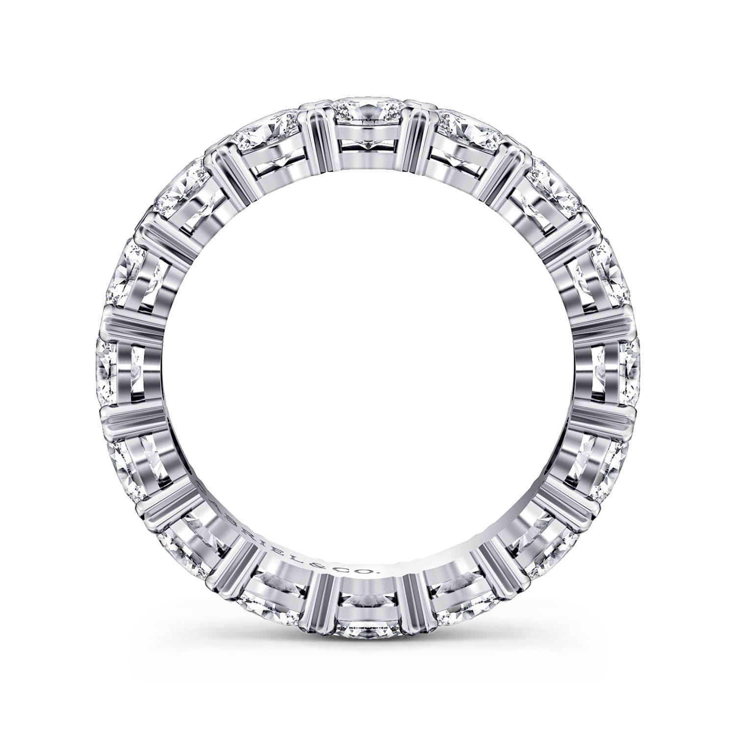 Eternity Band Wedding Ring in 14k White Gold with Oval Natural Diamond at Gabriel & Co. - Shot 2