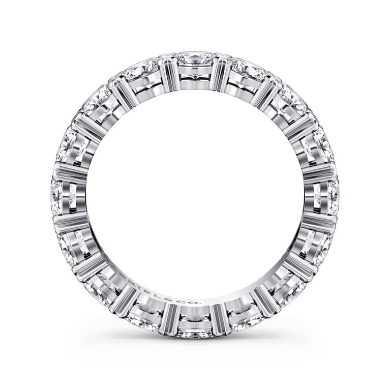Eternity Band Wedding Ring in 14k White Gold with Oval Natural Diamond at Gabriel & Co. - Shot 2