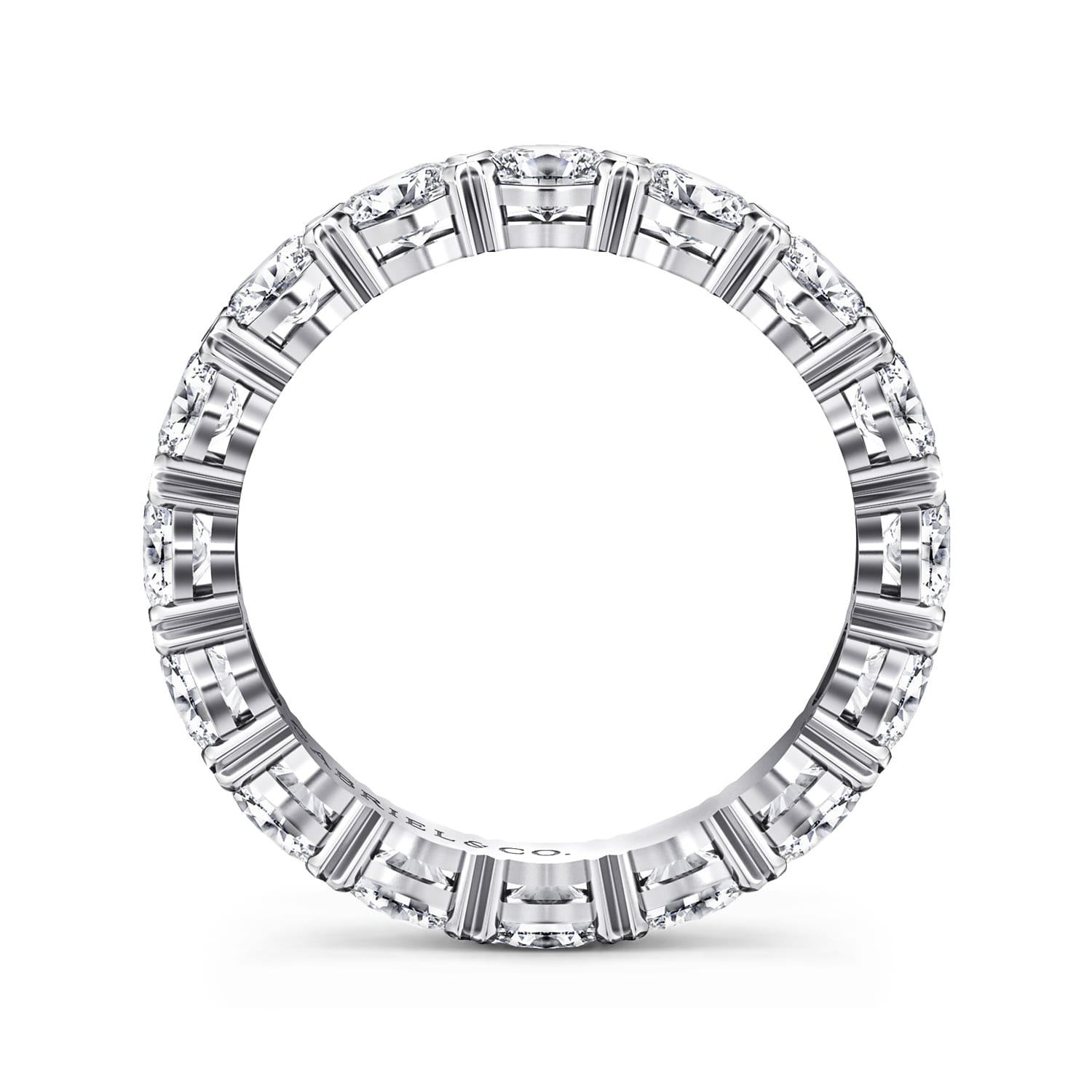 Eternity Band Wedding Ring in 14k White Gold with Oval Natural Diamond at Gabriel & Co. - Shot 2