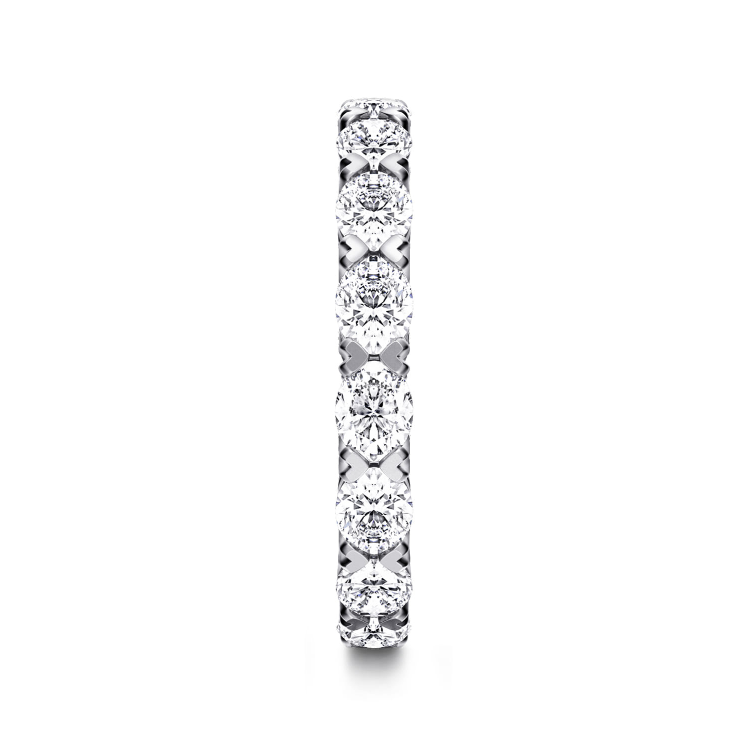 Eternity Band Wedding Ring in 14k White Gold with Oval Natural Diamond at Gabriel & Co. - Shot 4