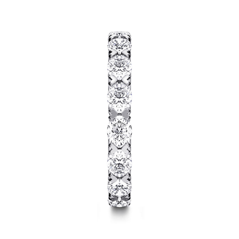 Eternity Band Wedding Ring in 14k White Gold with Oval Natural Diamond at Gabriel & Co. - Shot 4