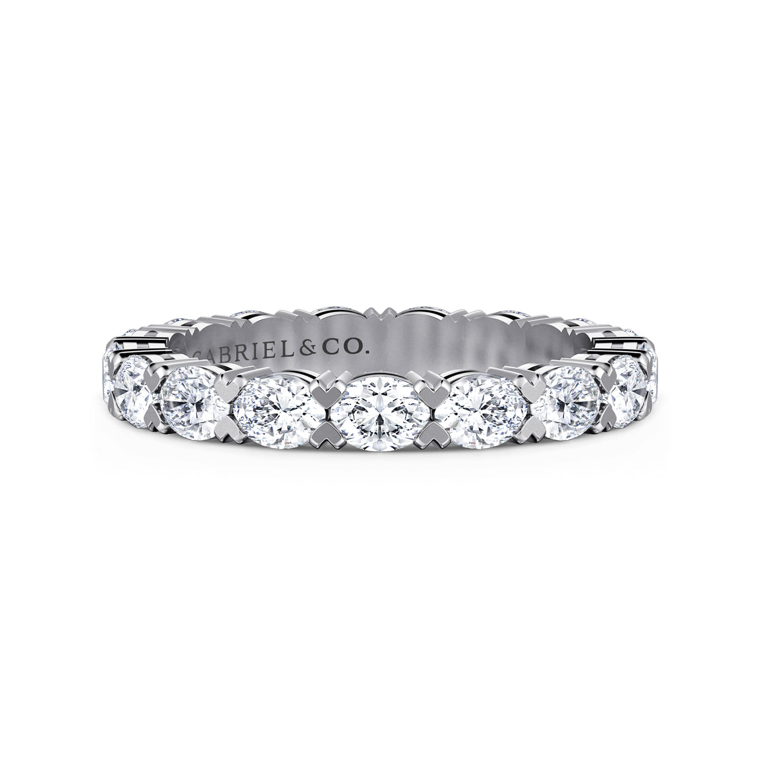 Eternity Band Wedding Ring in 14k White Gold with Oval Natural Diamond at Gabriel & Co. - Shot 1