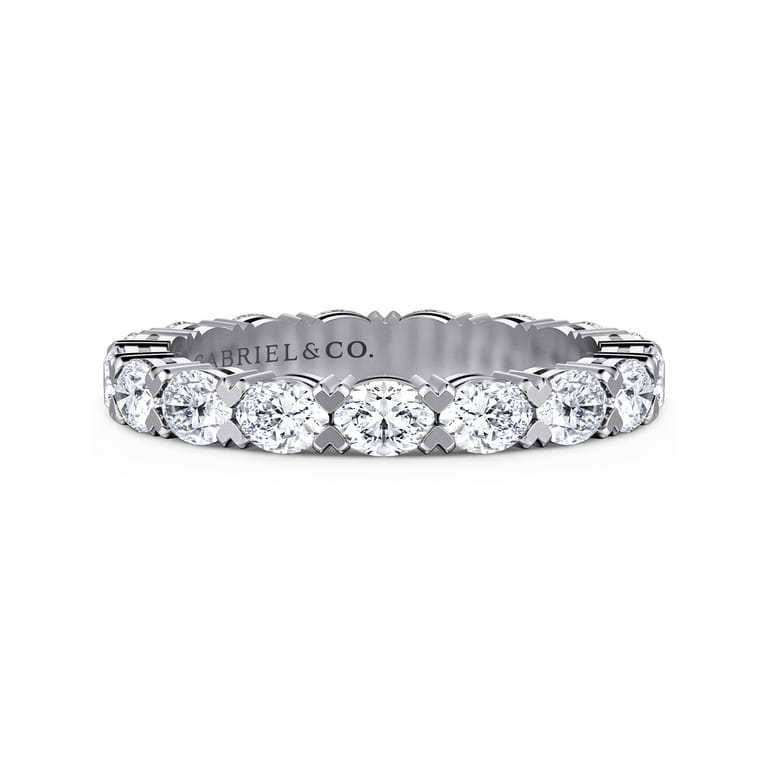 Eternity Band Wedding Ring in 14k White Gold with Oval Natural Diamond at Gabriel & Co. - Shot 1