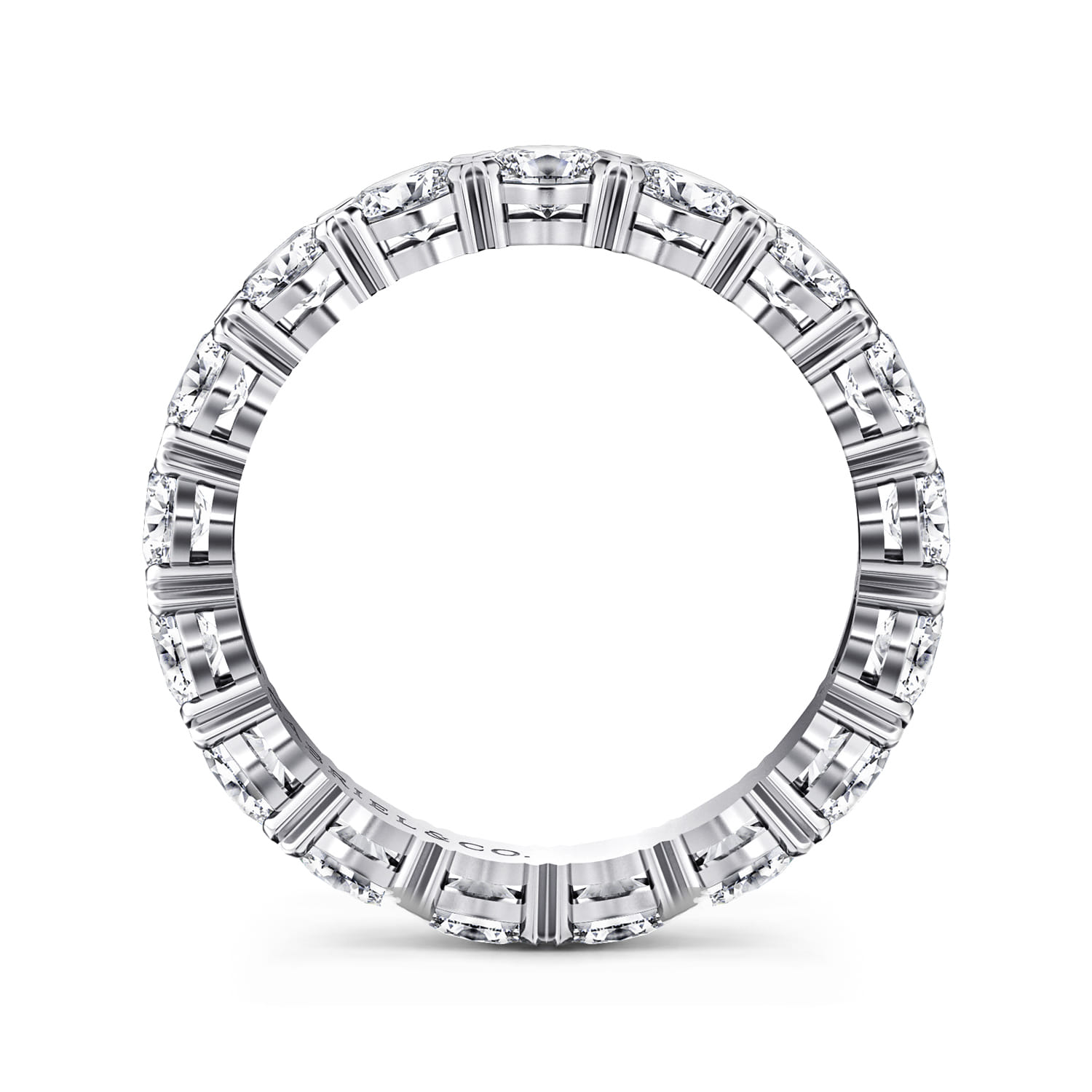 Eternity Band Wedding Ring in 14k White Gold with Oval Natural Diamond at Gabriel & Co. - Shot 2
