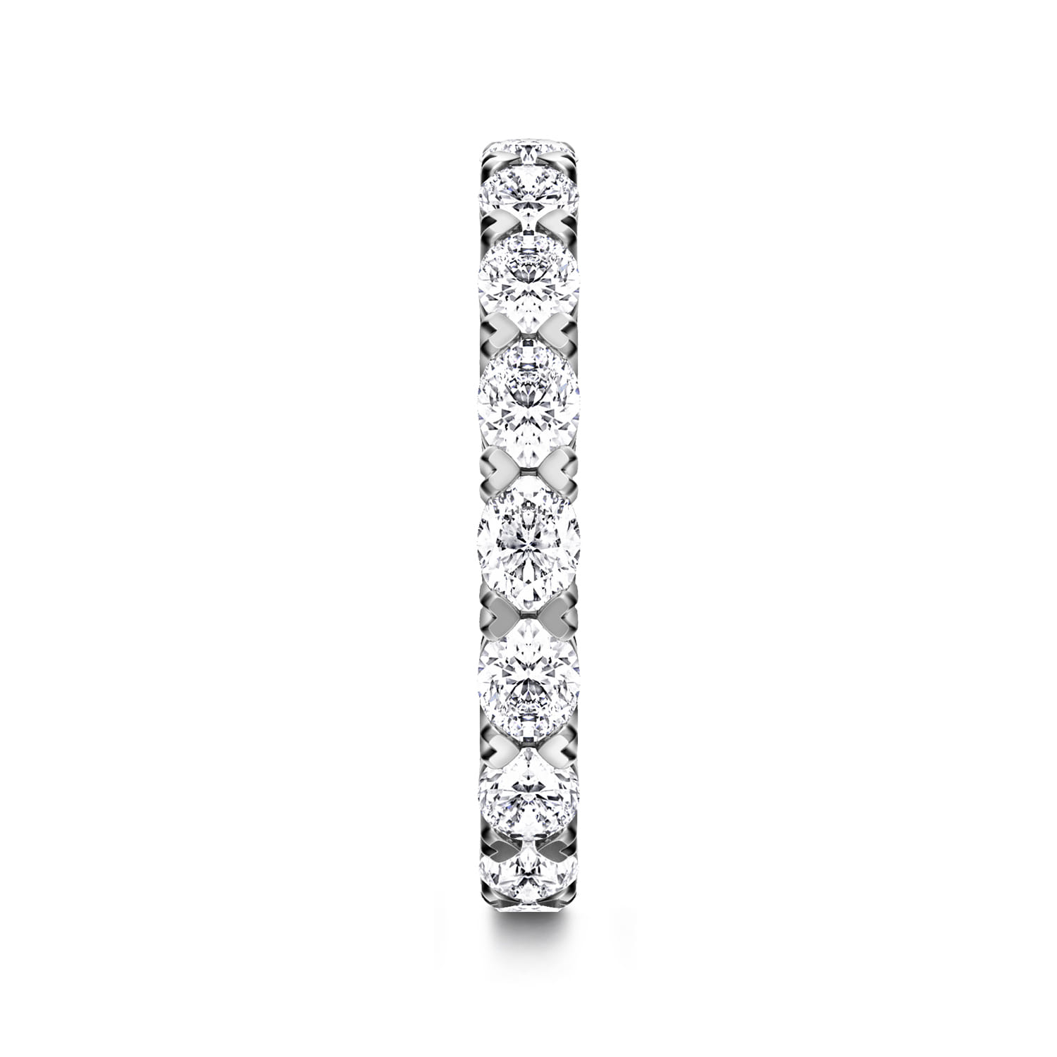 Eternity Band Wedding Ring in 14k White Gold with Oval Natural Diamond at Gabriel & Co. - Shot 4