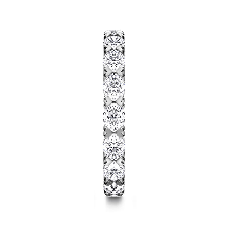Eternity Band Wedding Ring in 14k White Gold with Oval Natural Diamond at Gabriel & Co. - Shot 4