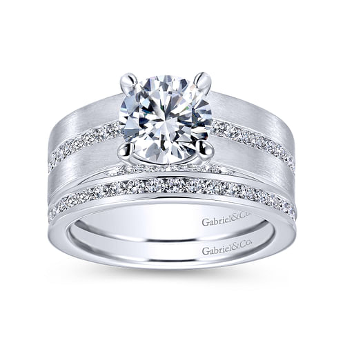 Remi - 14K White Gold Round Diamond Channel Set Engagement Ring - 0.45 ct - Shot 4