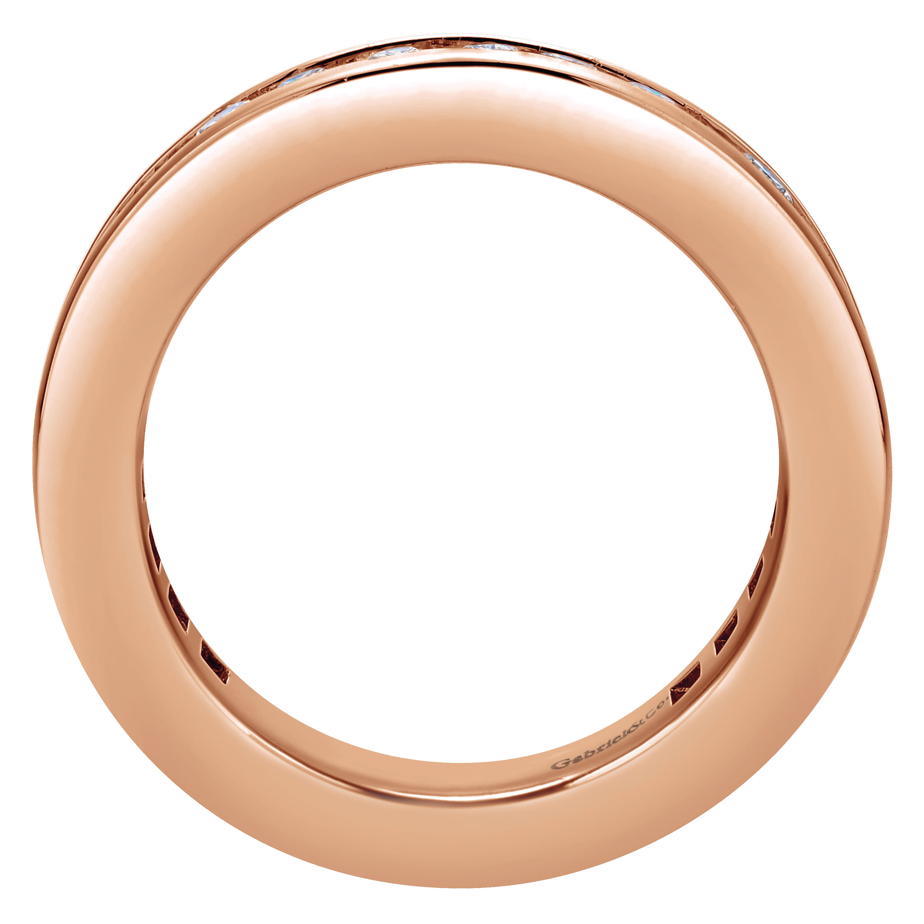 Eternity Band Wedding Ring in 14k Rose Gold with Round Natural Diamond at Gabriel & Co. - Shot 2
