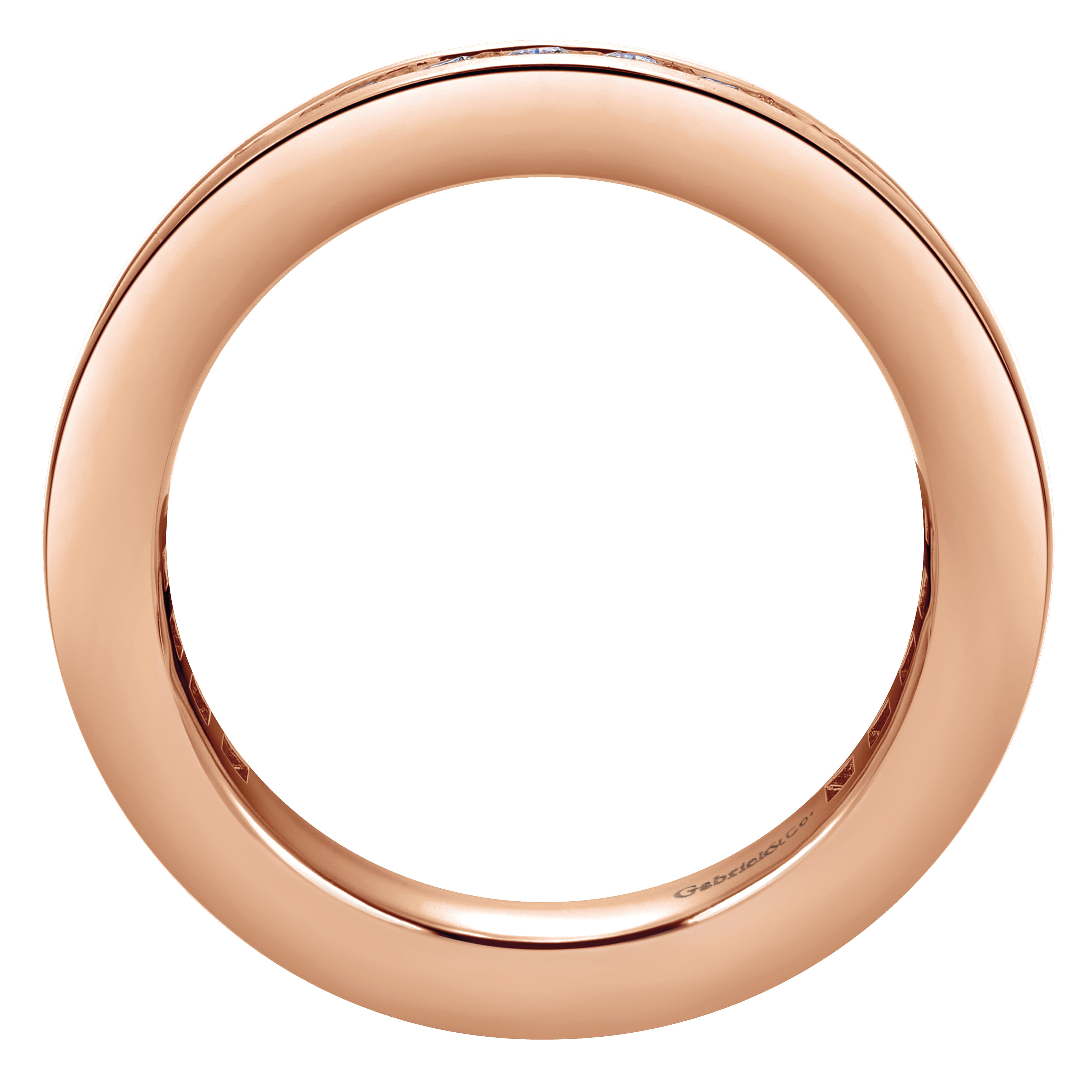 Eternity Band Wedding Ring in 14k Rose Gold with Round Natural Diamond at Gabriel & Co. - Shot 2