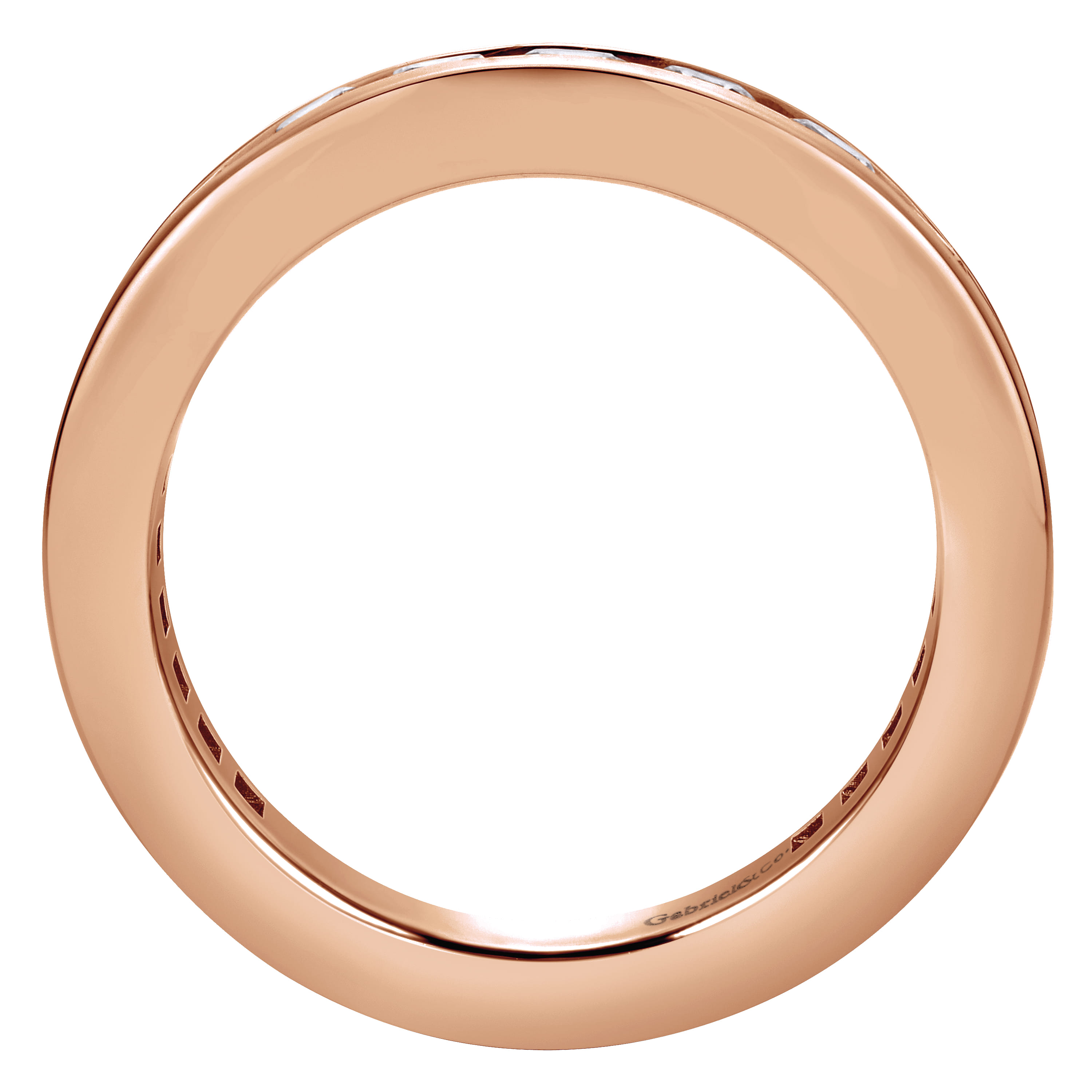 Eternity Band Wedding Ring in 14k Rose Gold with Round Natural Diamond at Gabriel & Co. - Shot 2