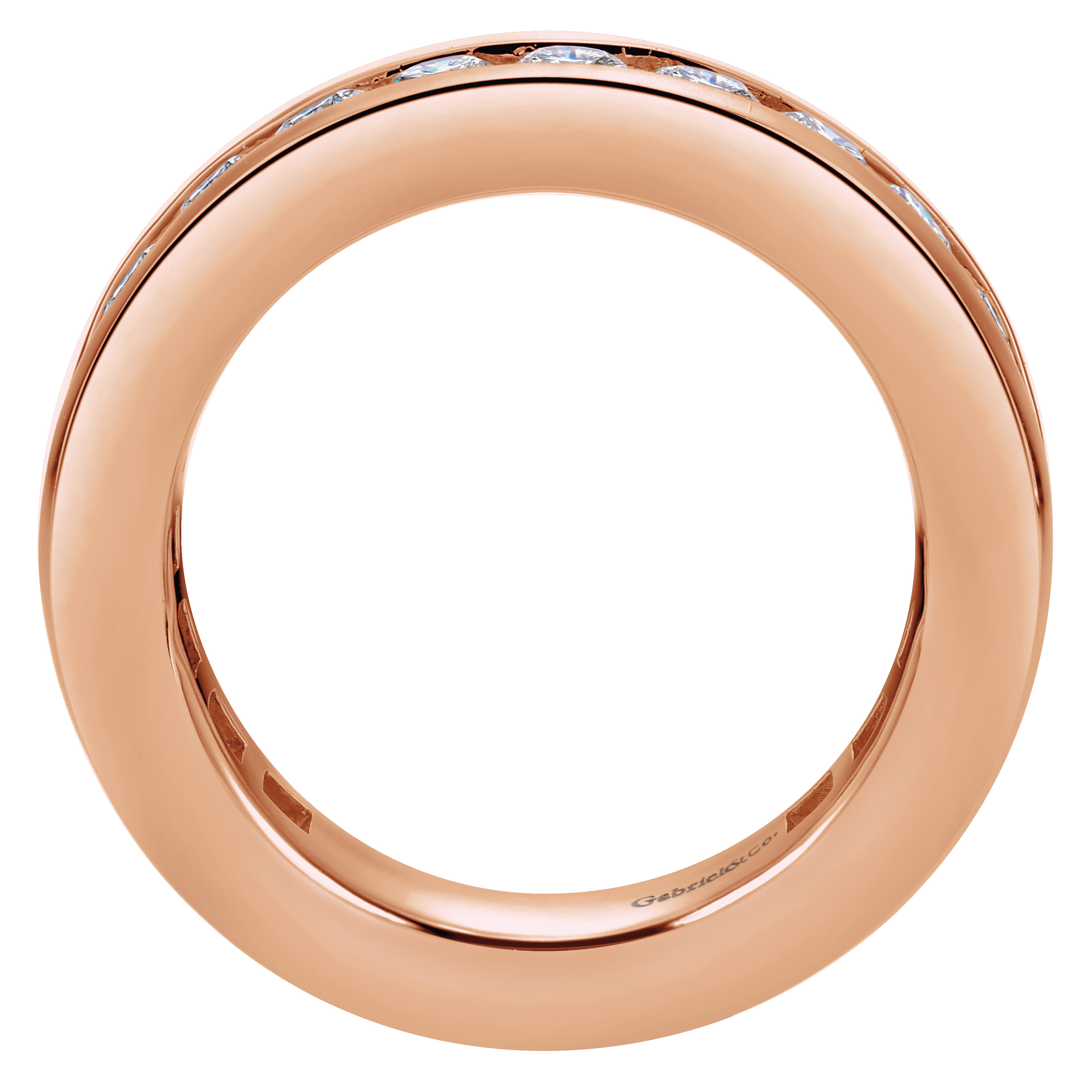 Eternity Band Wedding Ring in 14k Rose Gold with Round Natural Diamond at Gabriel & Co. - Shot 2