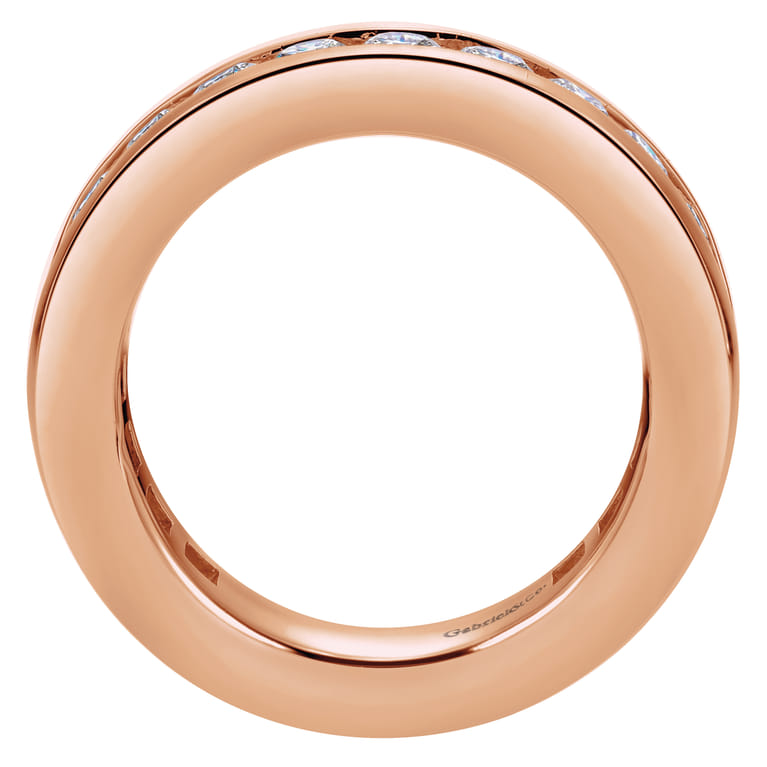 Eternity Band Wedding Ring in 14k Rose Gold with Round Natural Diamond at Gabriel & Co. - Shot 2