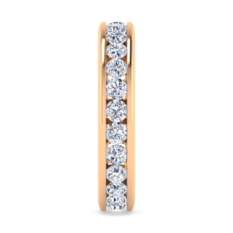 Eternity Band Wedding Ring in 14k Rose Gold with Round Natural Diamond at Gabriel & Co. - Shot 4