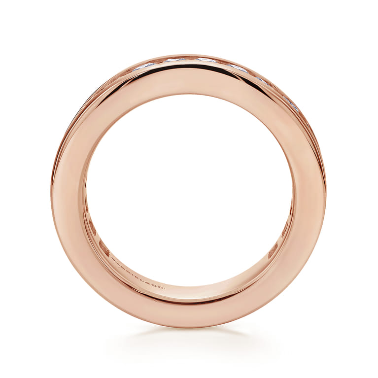 Eternity Band Wedding Ring in 14k Rose Gold with Round Natural Diamond at Gabriel & Co. - Shot 2