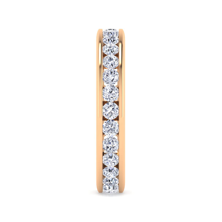 Eternity Band Wedding Ring in 14k Rose Gold with Round Natural Diamond at Gabriel & Co. - Shot 4