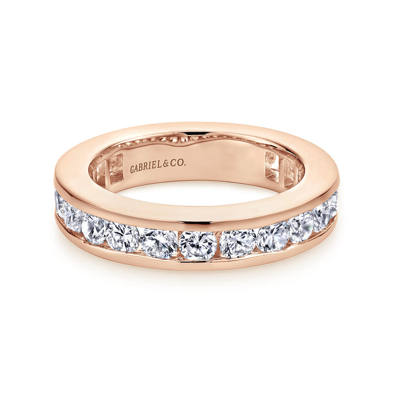 Eternity Band Wedding Ring in 14k Rose Gold with Round Natural Diamond at Gabriel & Co. - Shot 1