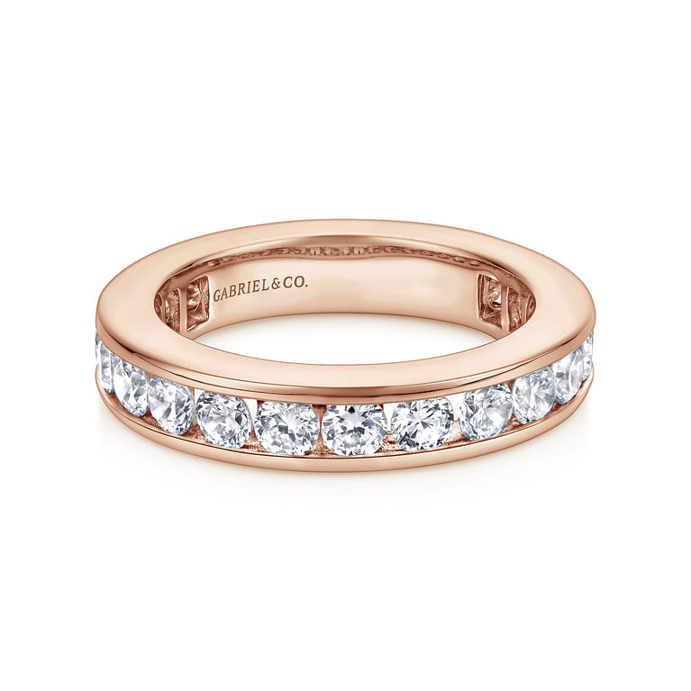 Eternity Band Wedding Ring in 14k Rose Gold with Round Natural Diamond at Gabriel & Co. - Shot 1