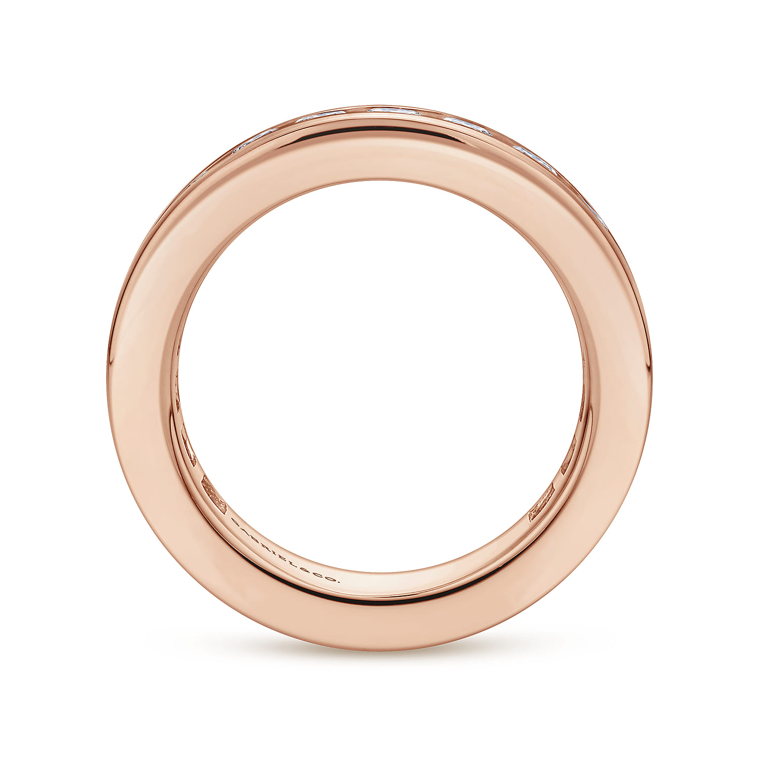 Eternity Band Wedding Ring in 14k Rose Gold with Round Natural Diamond at Gabriel & Co. - Shot 2