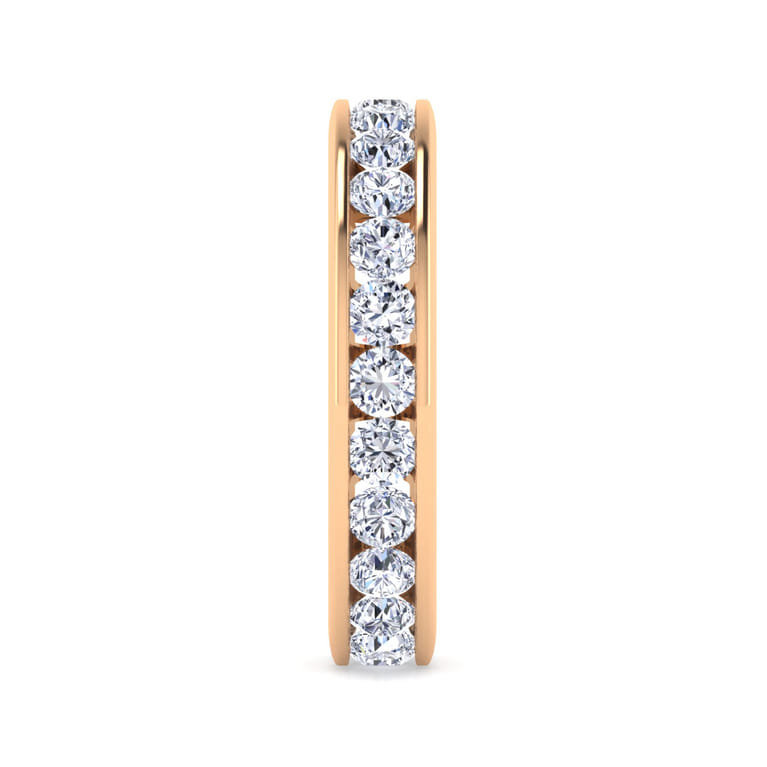 Eternity Band Wedding Ring in 14k Rose Gold with Round Natural Diamond at Gabriel & Co. - Shot 4