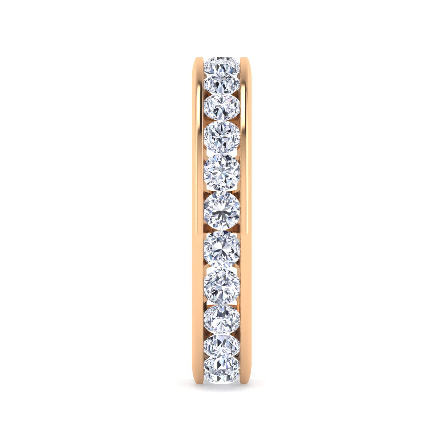 Eternity Band Wedding Ring in 14k Rose Gold with Round Natural Diamond at Gabriel & Co. - Shot 4