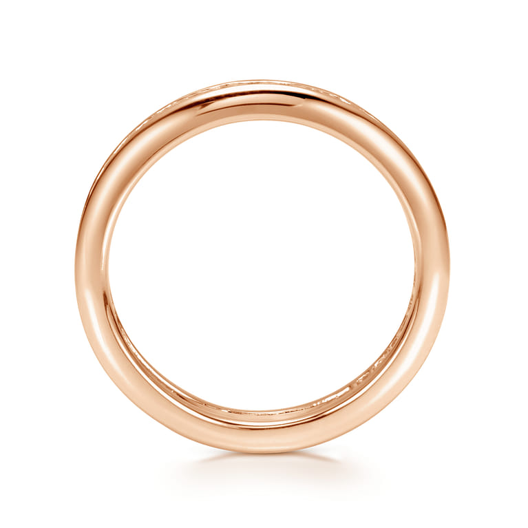 Eternity Band Wedding Ring in 14k Rose Gold with Round Natural Diamond at Gabriel & Co. - Shot 2