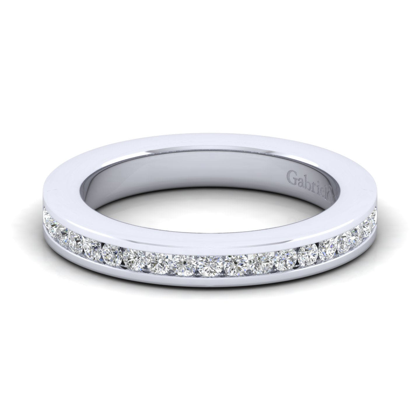 Straight Wedding Ring in 14k White Gold with Round Natural Diamond at Gabriel & Co. - Shot 1