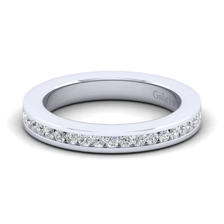 Straight Wedding Ring in 14k White Gold with Round Natural Diamond at Gabriel & Co. - Shot 1
