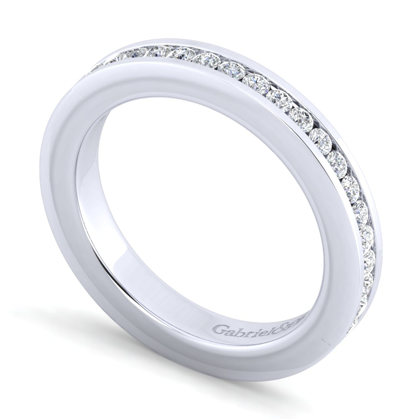 Straight Wedding Ring in 14k White Gold with Round Natural Diamond at Gabriel & Co. - Shot 3
