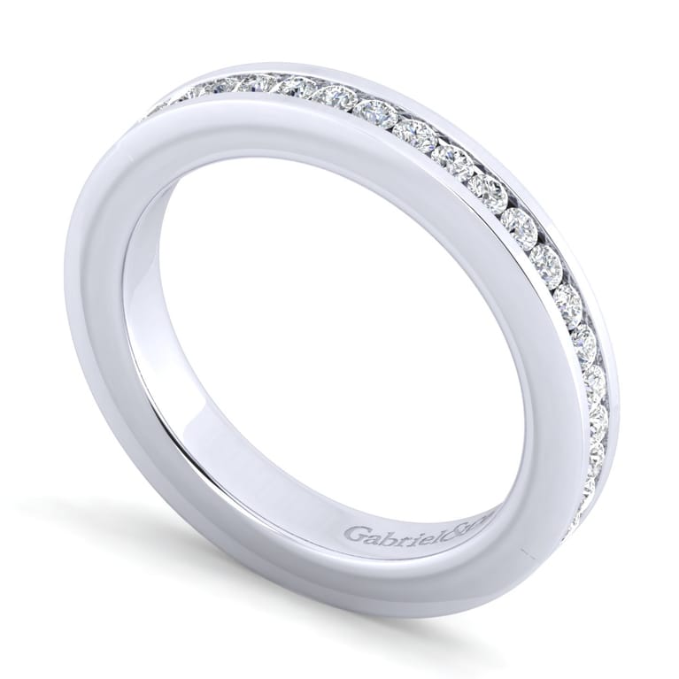 Straight Wedding Ring in 14k White Gold with Round Natural Diamond at Gabriel & Co. - Shot 3
