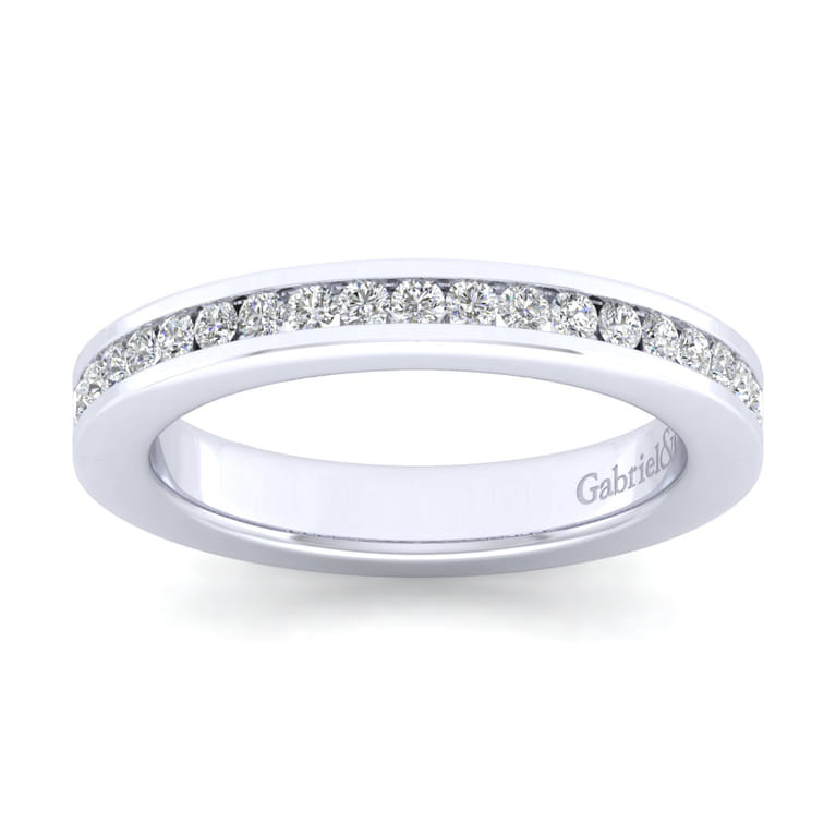 Straight Wedding Ring in 14k White Gold with Round Natural Diamond at Gabriel & Co. - Shot 4