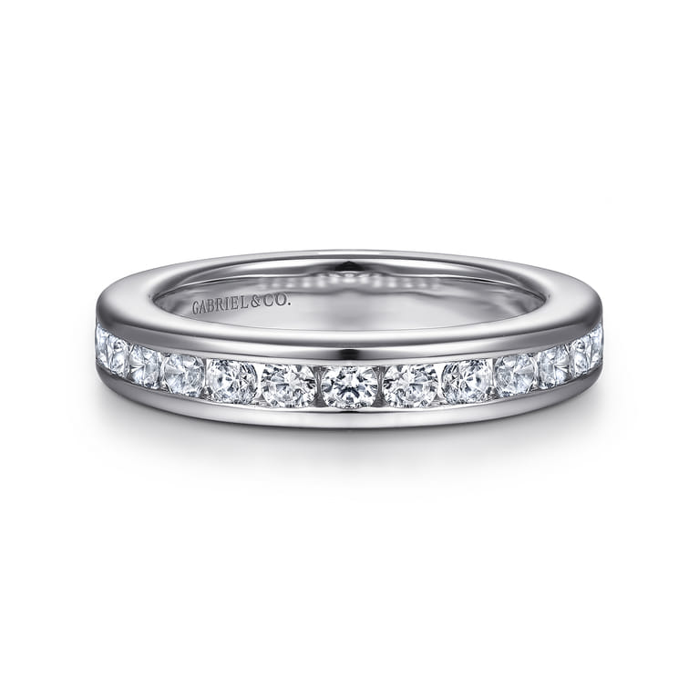 Straight Wedding Ring in 14k White Gold with Round Natural Diamond at Gabriel & Co. - Shot 1