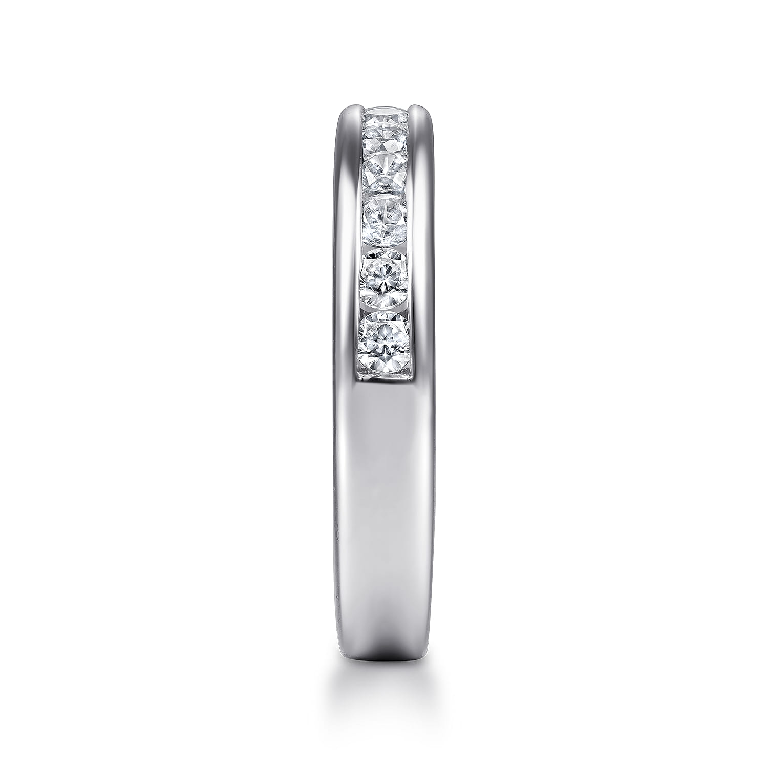 Straight Wedding Ring in 14k White Gold with Round Natural Diamond at Gabriel & Co. - Shot 4