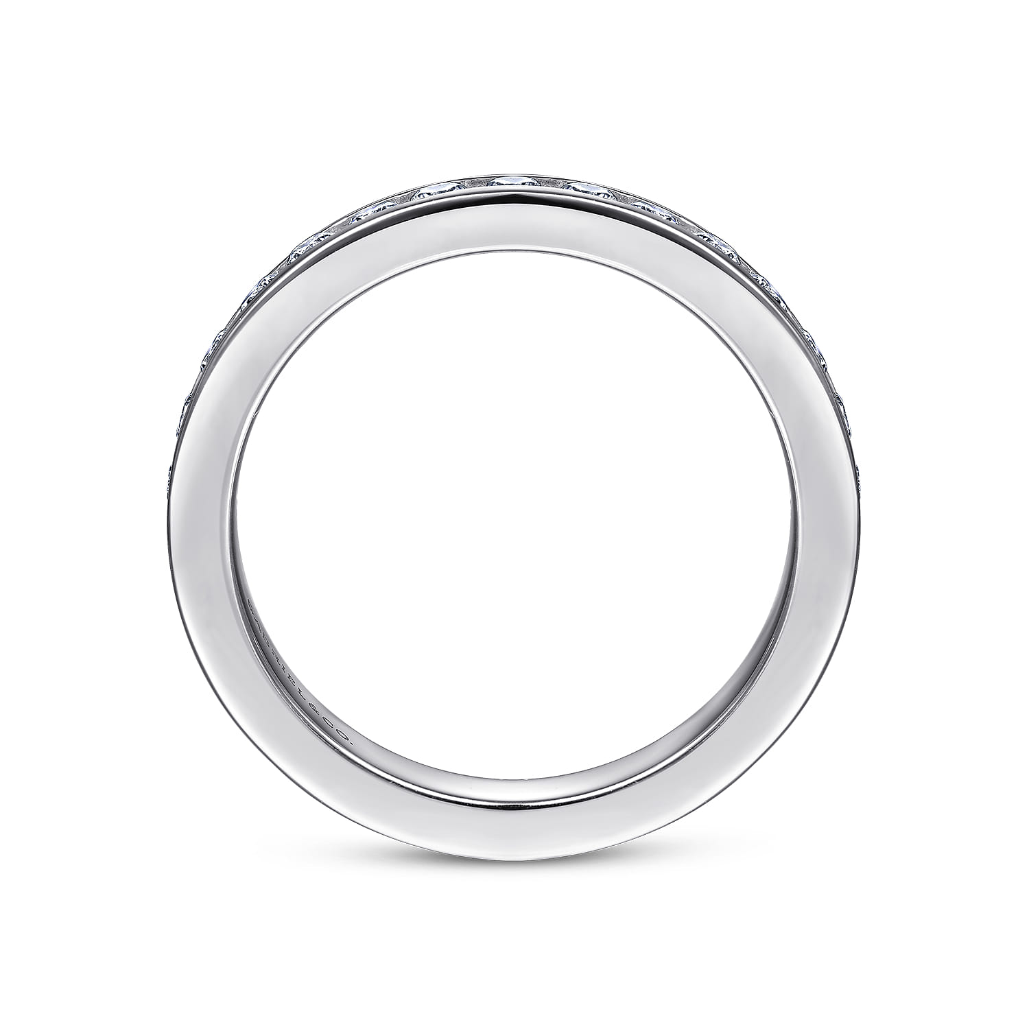 Straight Wedding Ring in 14k White Gold with Round Natural Diamond at Gabriel & Co. - Shot 2