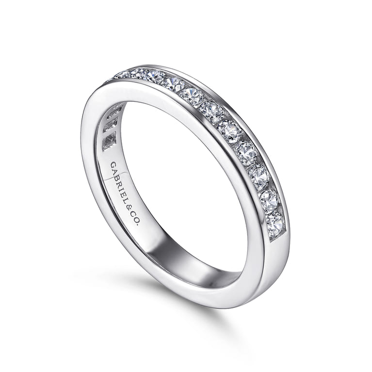 Straight Wedding Ring in 14k White Gold with Round Natural Diamond at Gabriel & Co. - Shot 3