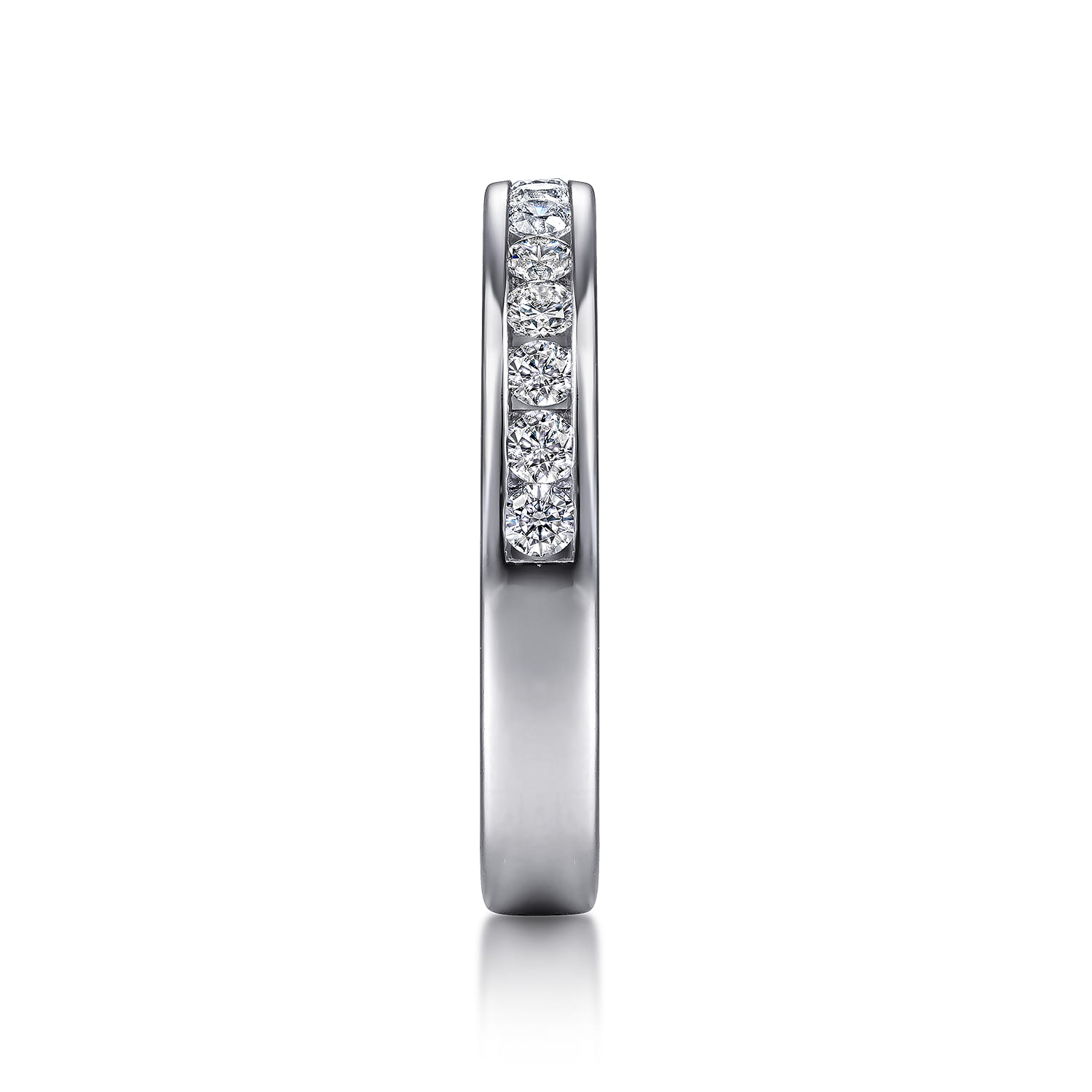 Straight Wedding Ring in 14k White Gold with Round Natural Diamond at Gabriel & Co. - Shot 4