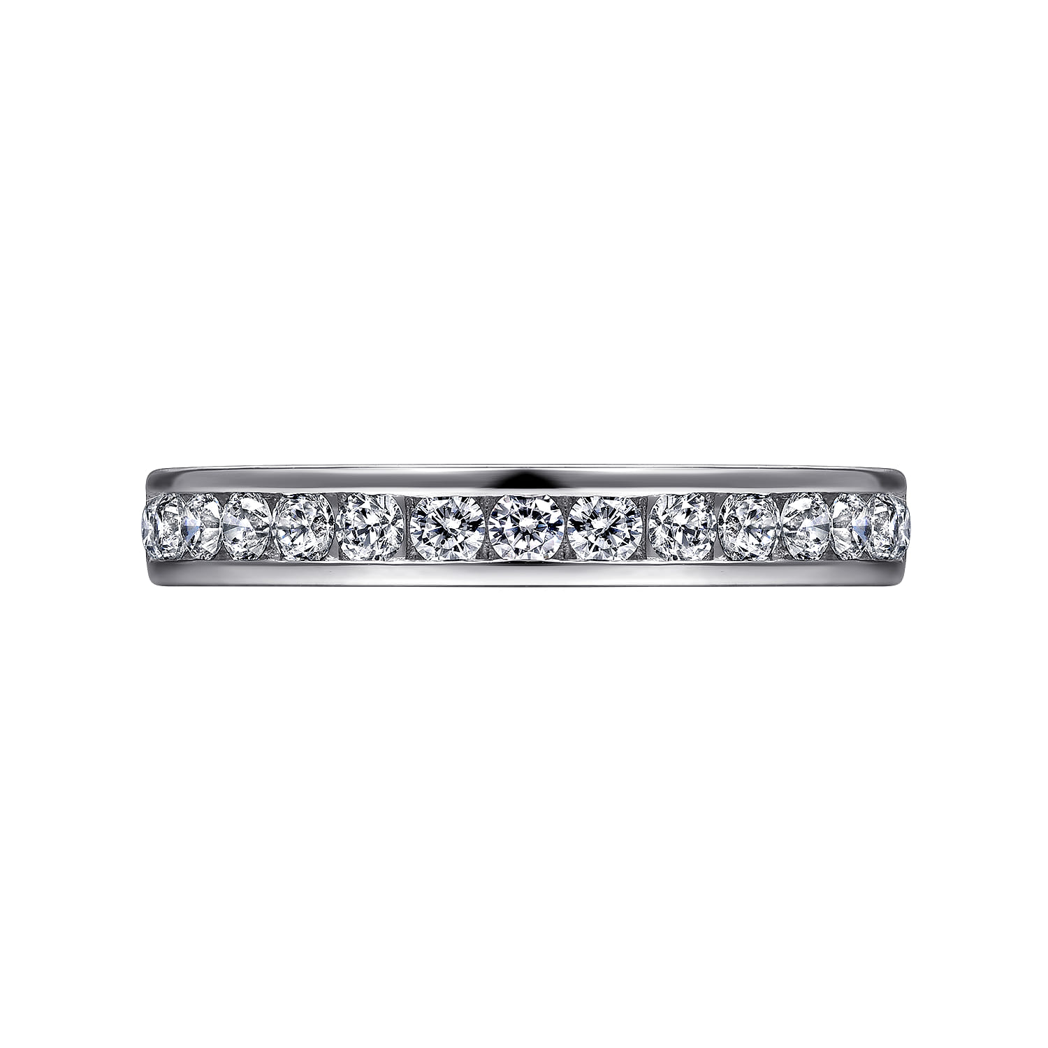 Straight Wedding Ring in 14k White Gold with Round Natural Diamond at Gabriel & Co. - Shot 6