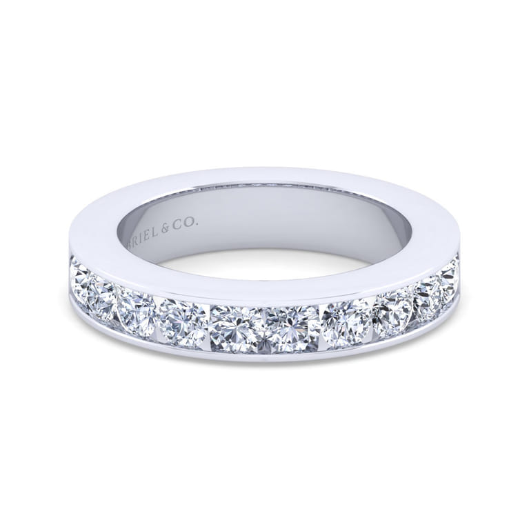 Straight Wedding Ring in 14k White Gold with Round Natural Diamond at Gabriel & Co. - Shot 1