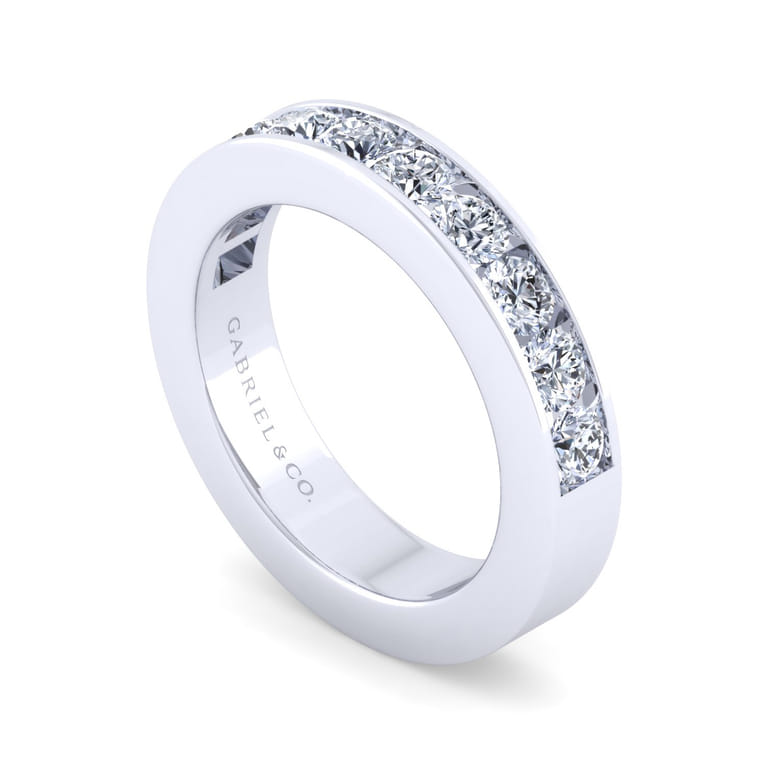Straight Wedding Ring in 14k White Gold with Round Natural Diamond at Gabriel & Co. - Shot 3