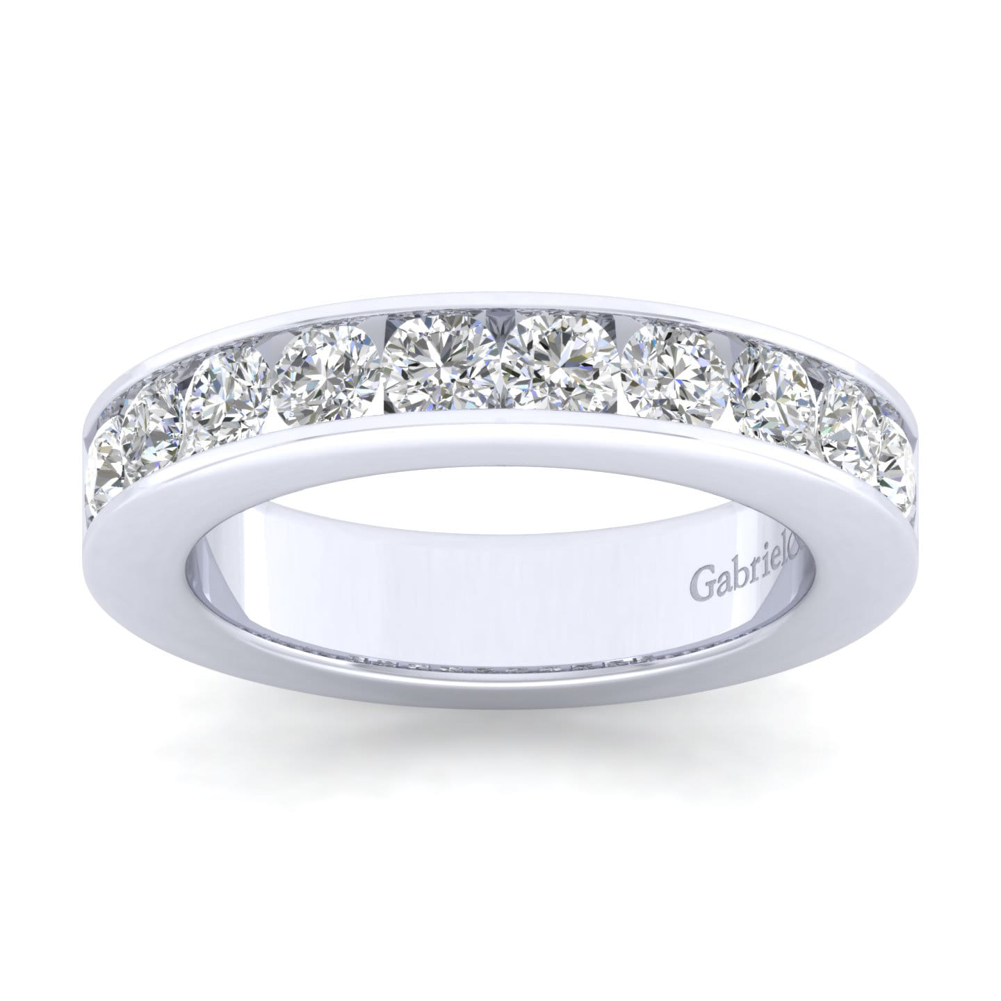 Straight Wedding Ring in 14k White Gold with Round Natural Diamond at Gabriel & Co. - Shot 5