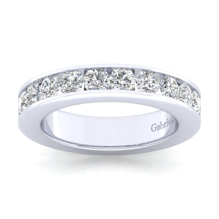 Straight Wedding Ring in 14k White Gold with Round Natural Diamond at Gabriel & Co. - Shot 5
