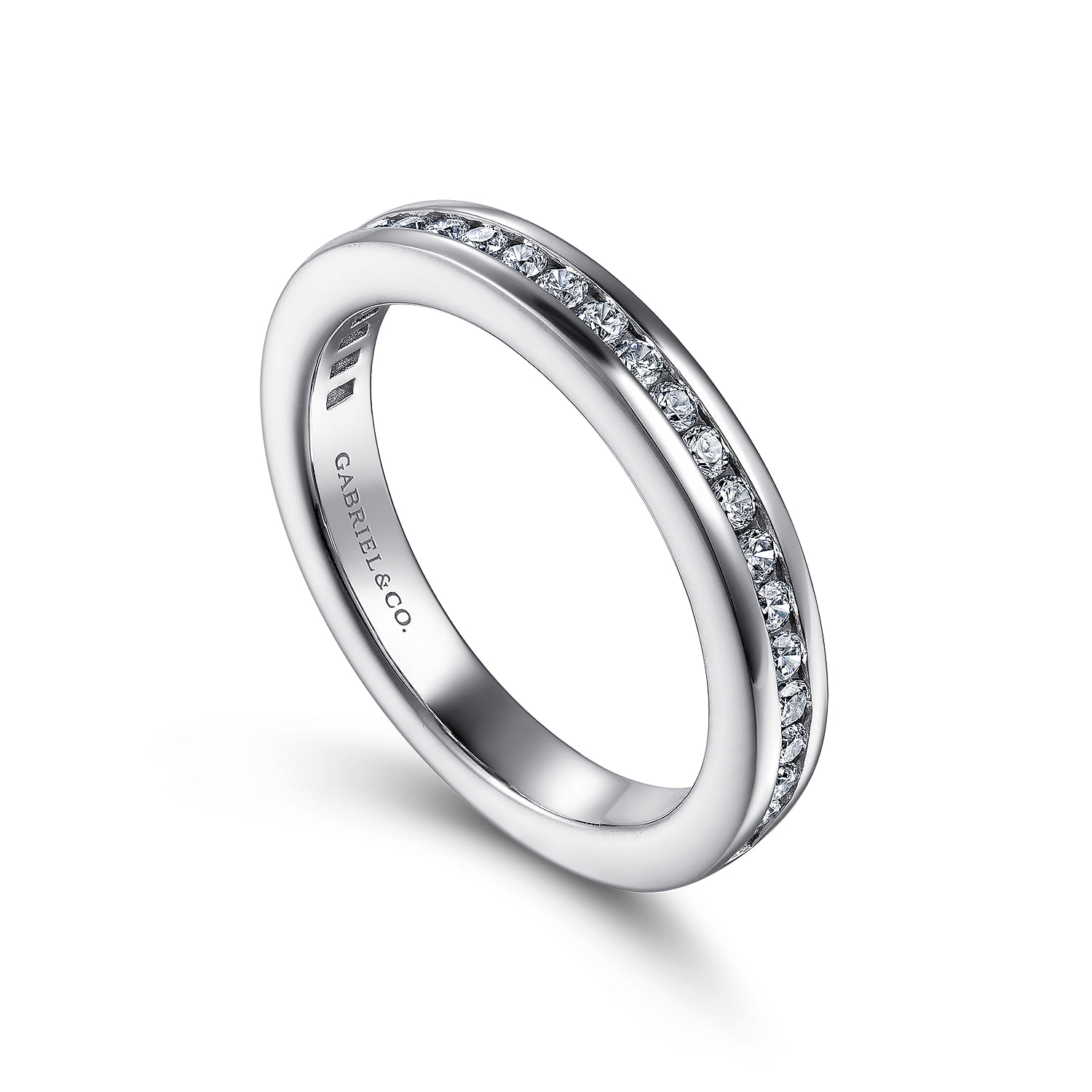 Straight Wedding Ring in 14k White Gold with Round Natural Diamond at Gabriel & Co. - Shot 3