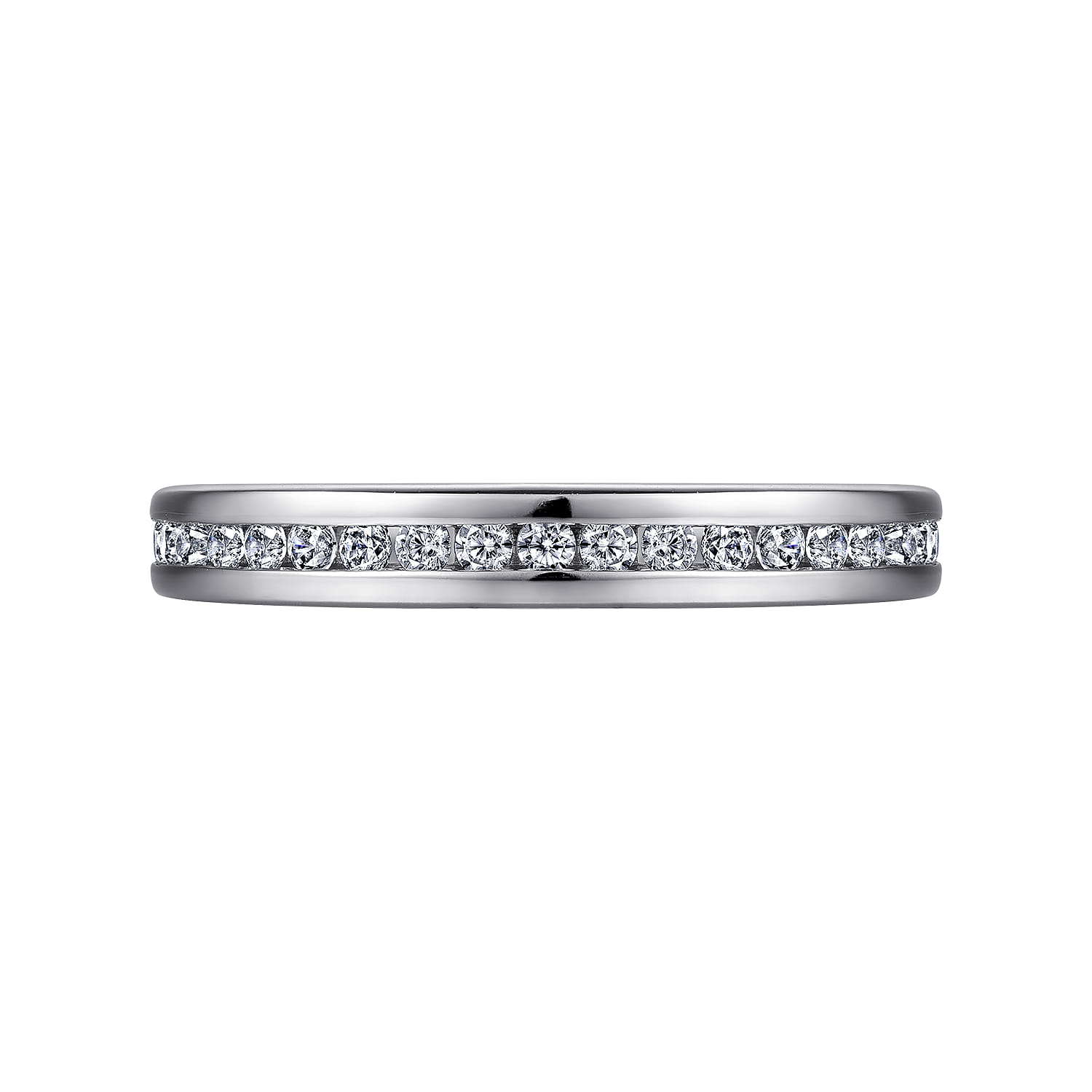 Straight Wedding Ring in 14k White Gold with Round Natural Diamond at Gabriel & Co. - Shot 6